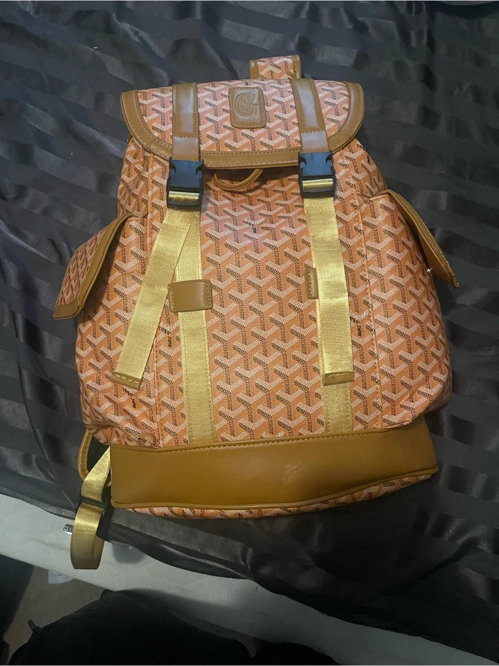 Orange Patterned Men's Backpack -  Goyard